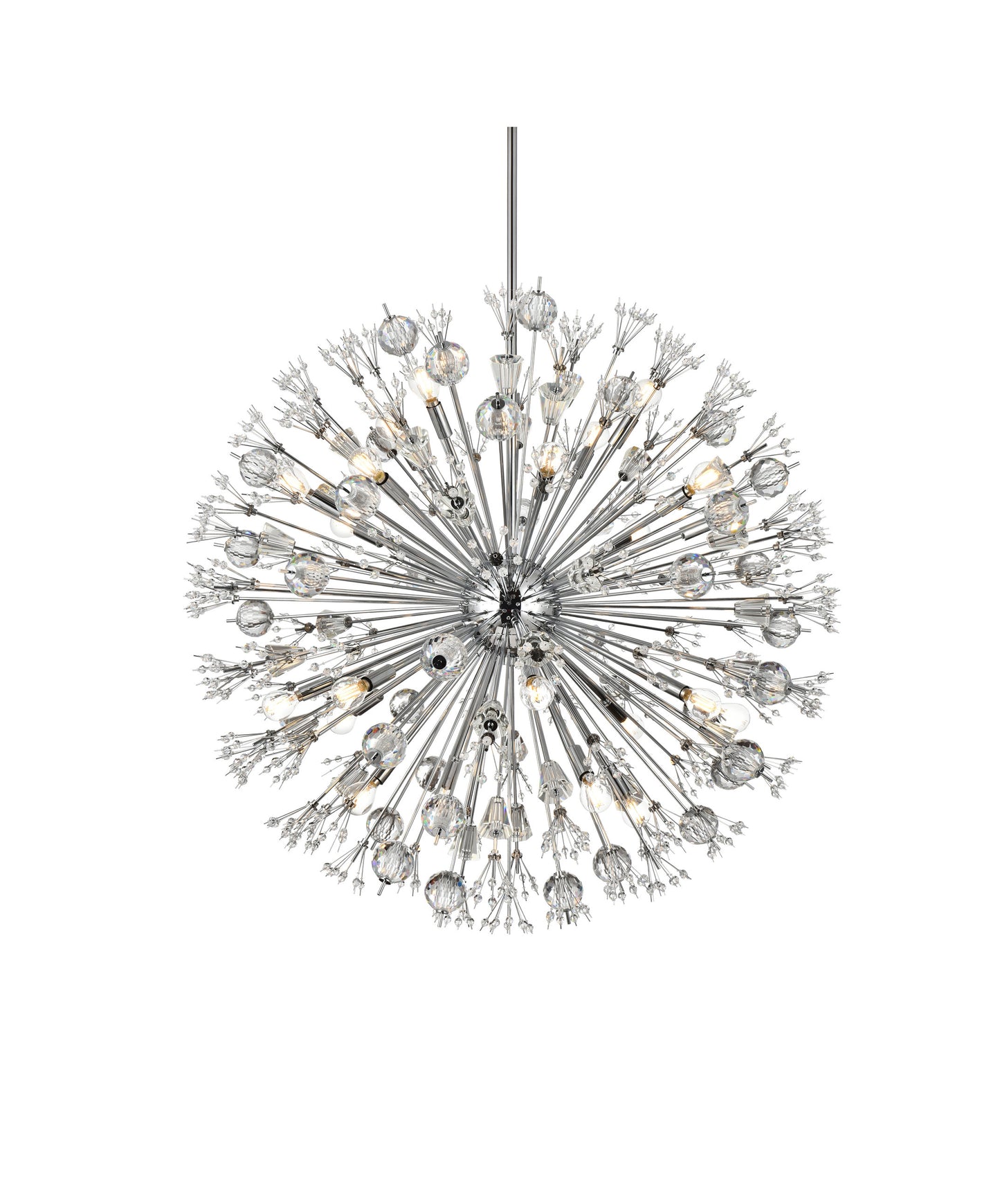 Victor 38" Crystal Starburst Round Pendant, ChromeBy Home Living