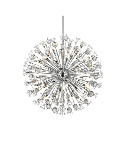 Victor 38" Crystal Starburst Round Pendant, ChromeBy Home Living