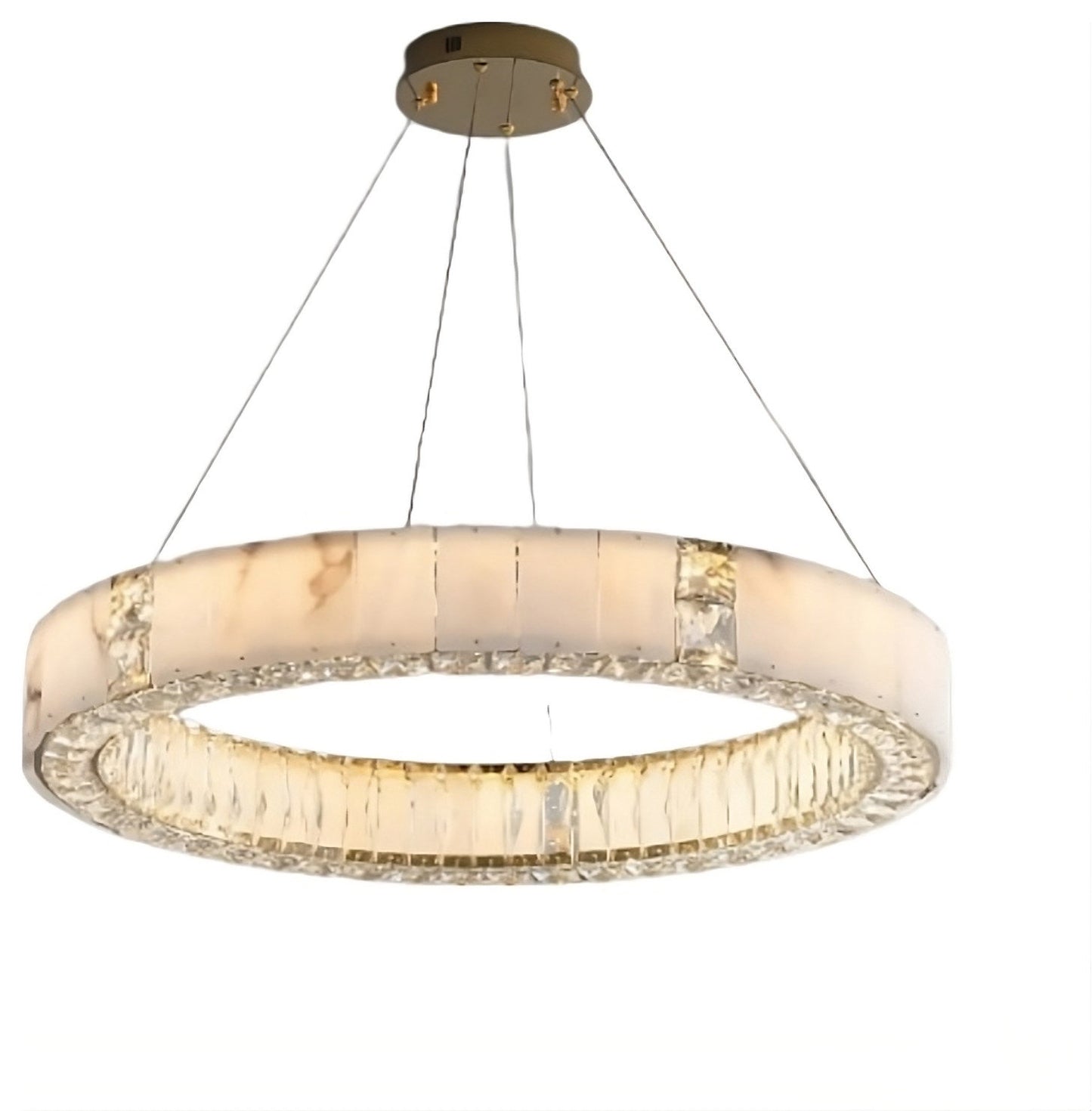 Natural Marble & Crystal Chandelier, 40"By MORSALE