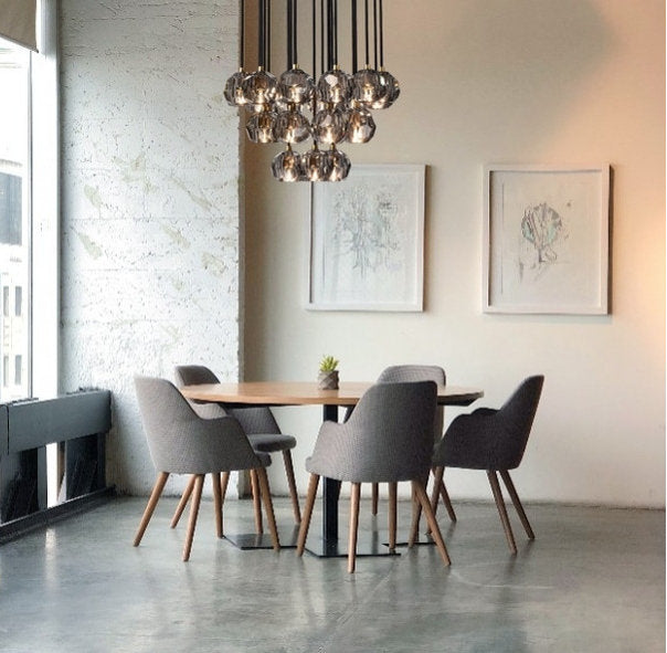 MIRODEMI? Consegudes | Round Grey LED Cut Crystal Ceiling Chandelier, Black Finish, 23 LightsBy Miron Demid LLC