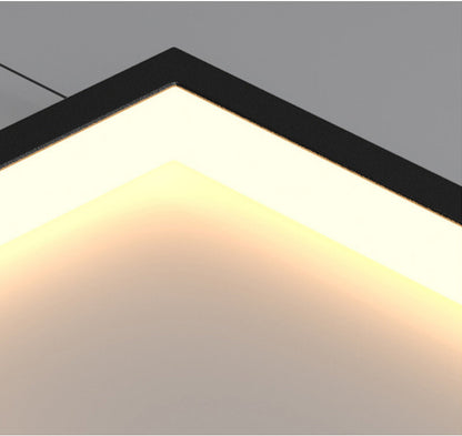 Lavagna | Ultramodern Rectangle Hanging LED Chandelier, Gold, 6 Lights (H157.5"), Cool Light, Non-DimmableBy Miron Demid LLC