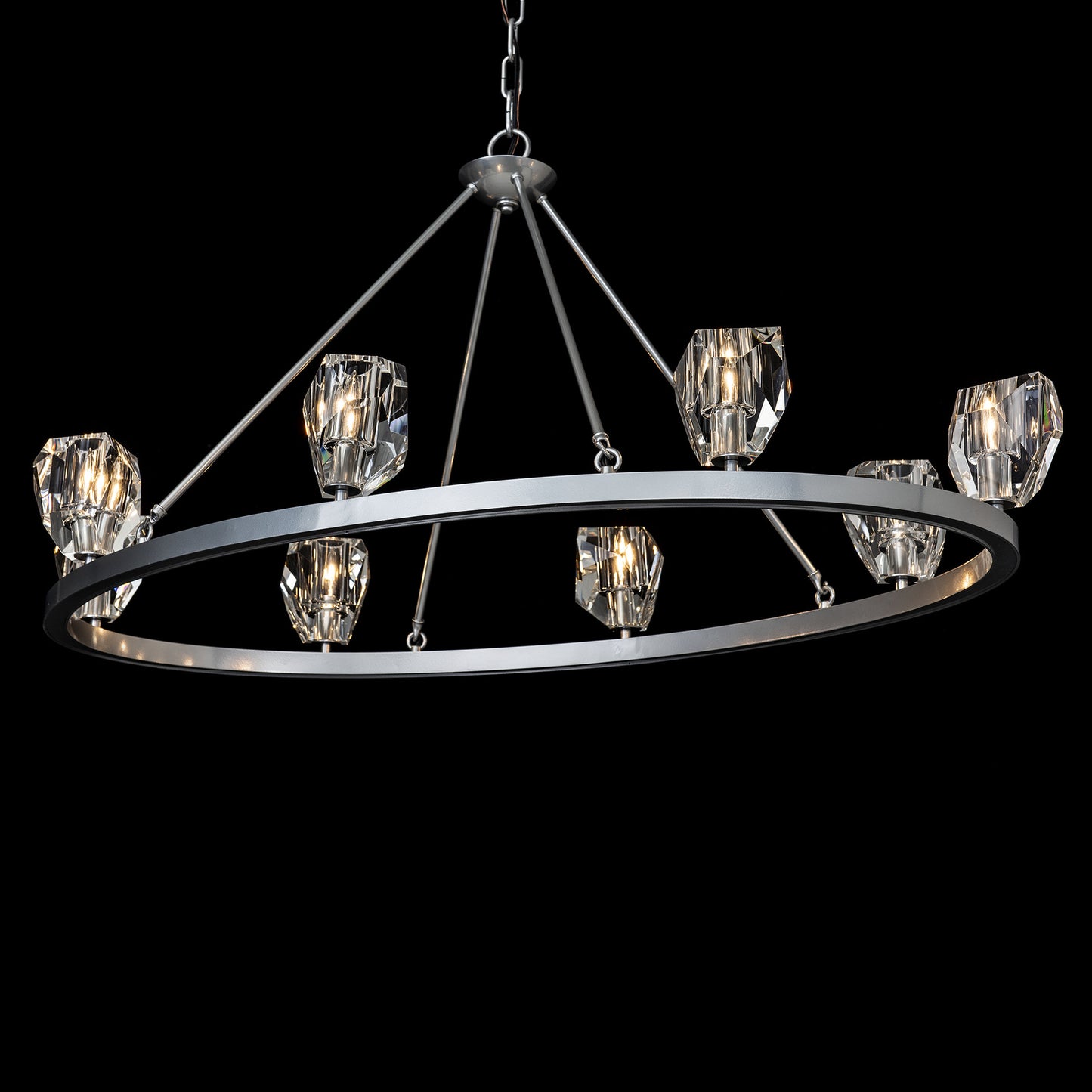 Gatsby 8-Light Chandelier, Sterling Finish, Crystal AccentsBy Hubbardton Forge
