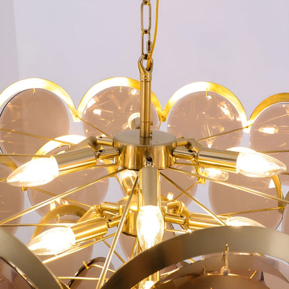 Huy | Amber/Smoke Gray Glass Chandelier for Hotel, Amber, 31.5"By Miron Demid LLC