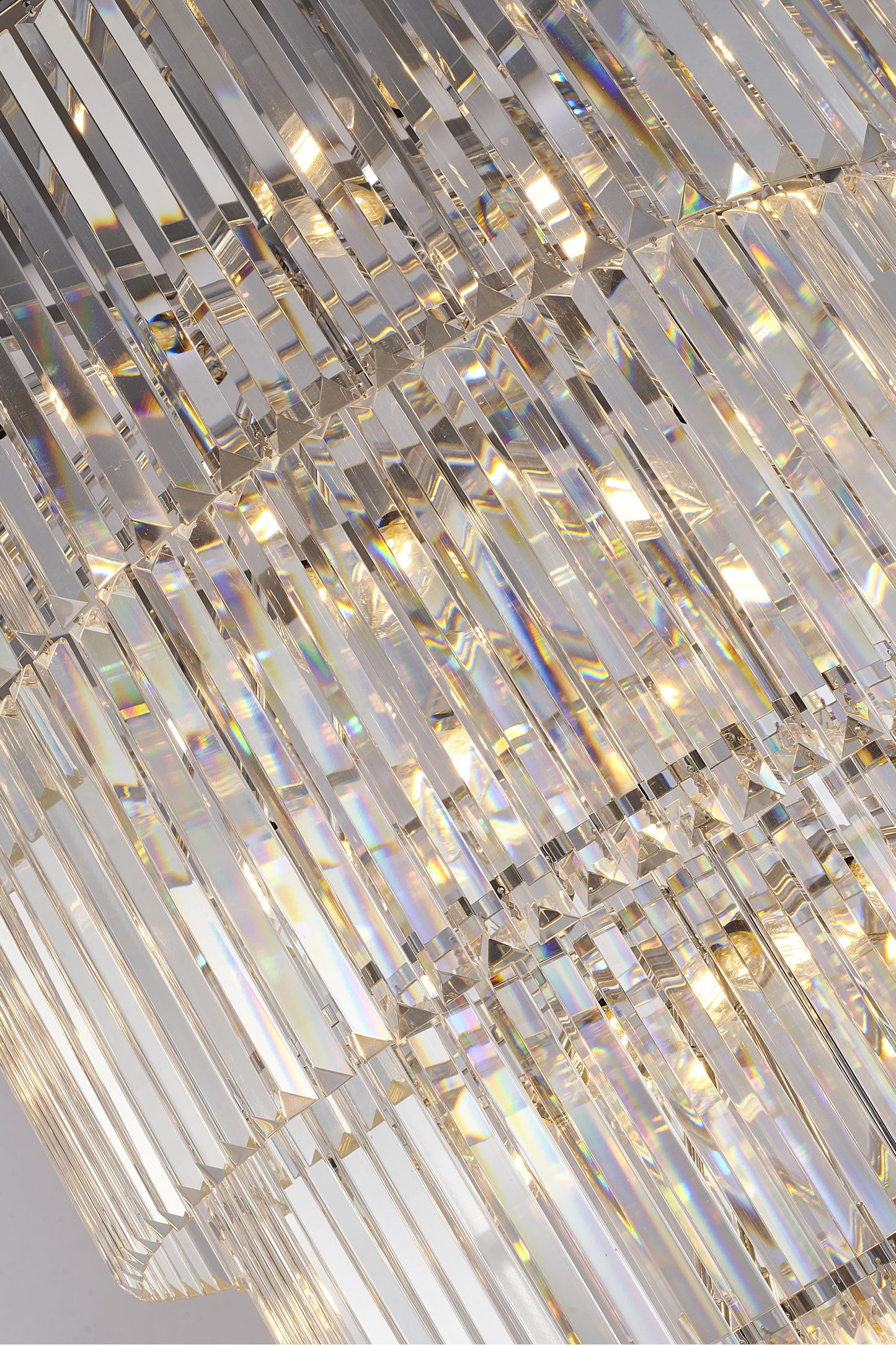 36" 34-Light Brass Metal 7-Tier Chandelier With Clear Crystals, Chrome, D36'' H72''By Design Living