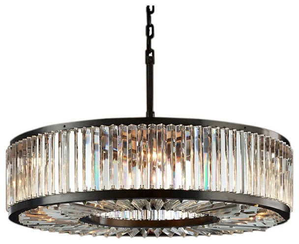Gio Modern Crystal Chandelier, 40", Smoke Gray CrystalBy Morsale.com