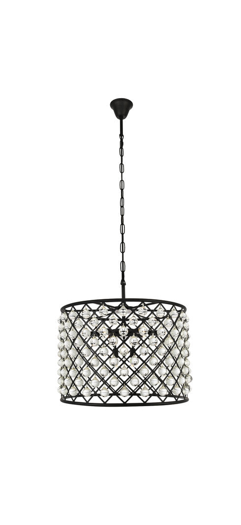 Madison 8-Light Pendant, Matte Black With Clear Royal Cut CrystalBy Elegant Furniture & Lighting