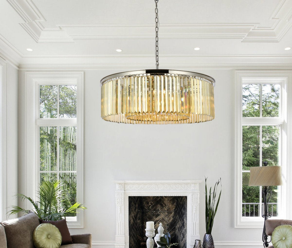 Elegant Sydney 10-Light Polished Nickel Chandelier Golden TeakBy Elegant Furniture & Lighting
