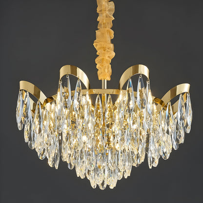 Albisola Superiore | Aristocratic Gold Crystal Ceiling Chandelier, 15 Lights - Dia31.5" / Dia80cmBy Miron Demid LLC