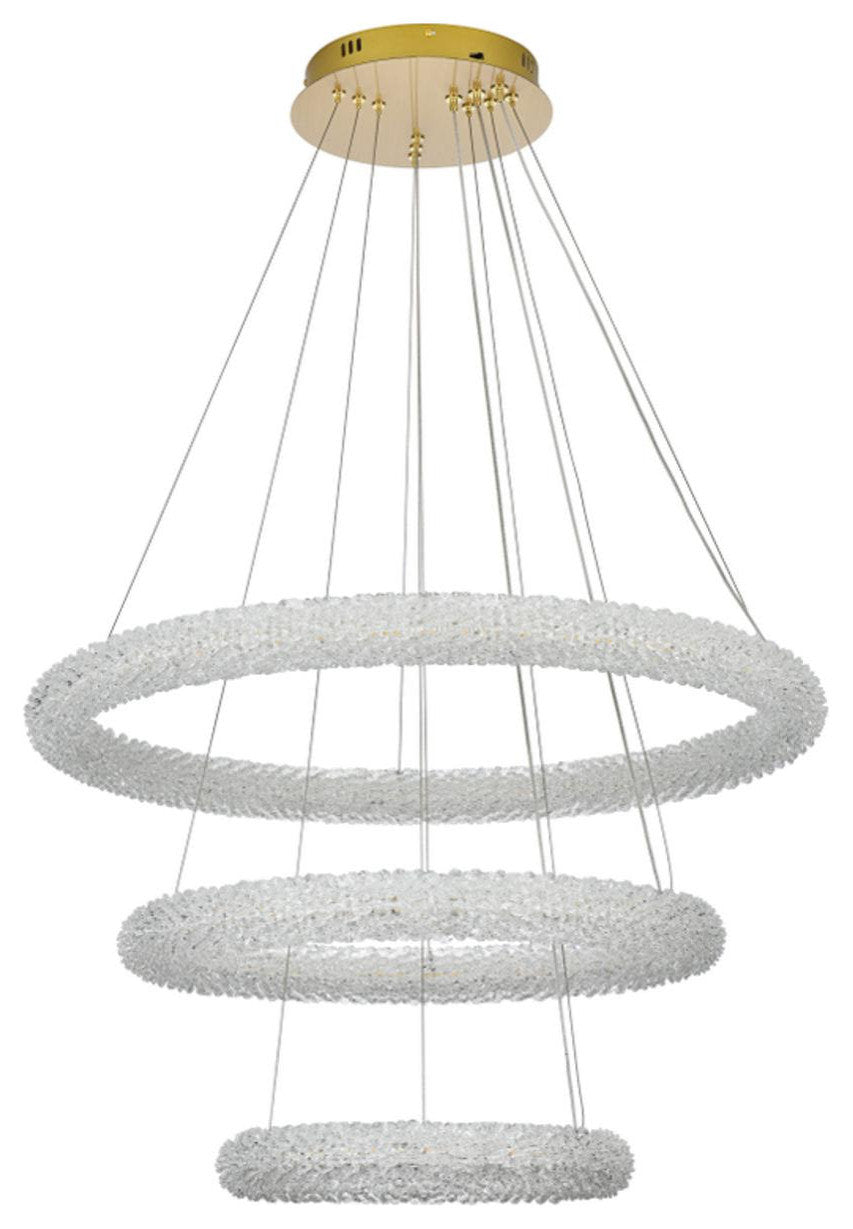 Bowen 3 Light Chandelier, Satin GoldBy Elegant Furniture & Lighting