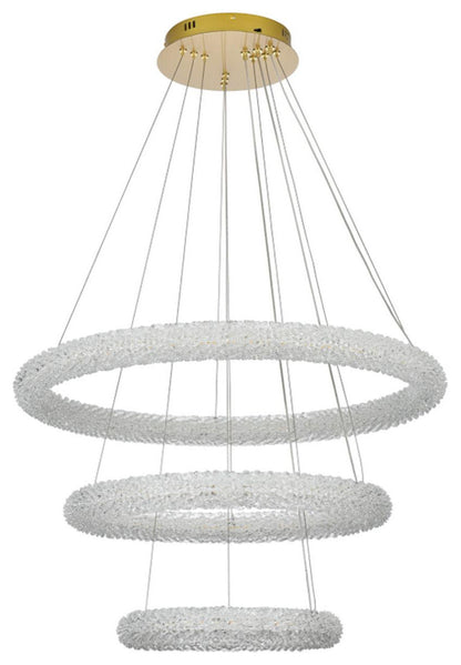 Bowen 3 Light Chandelier, Satin GoldBy Elegant Furniture & Lighting