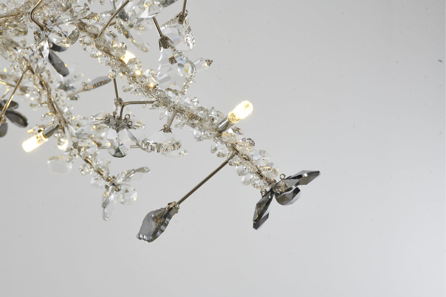 Smoke and Clear Crystal Branch Light Fixture With Clear Beaded Crystal BranchesBy Design Living