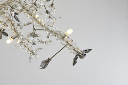 Smoke and Clear Crystal Branch Light Fixture With Clear Beaded Crystal BranchesBy Design Living