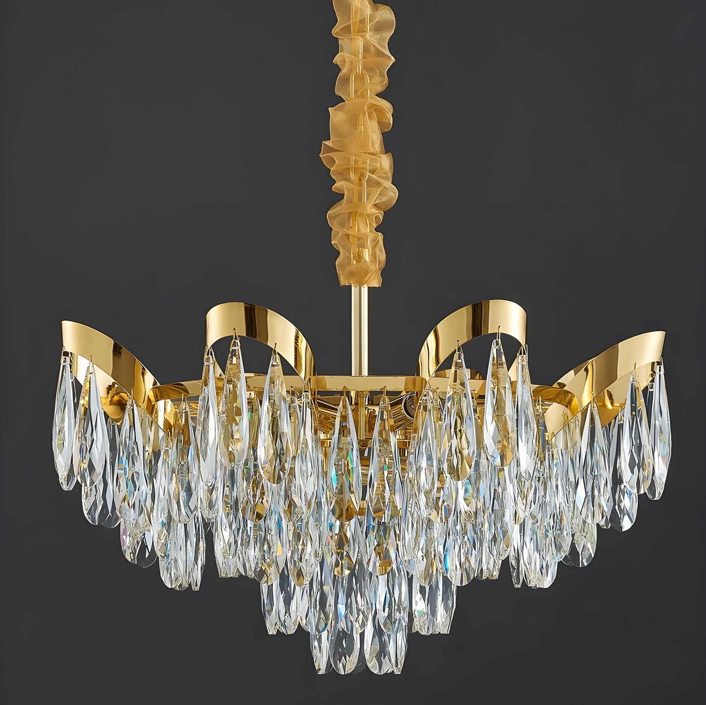 Albisola Superiore | Aristocratic Gold Crystal Ceiling Chandelier, 15 Lights - Dia31.5" / Dia80cmBy Miron Demid LLC