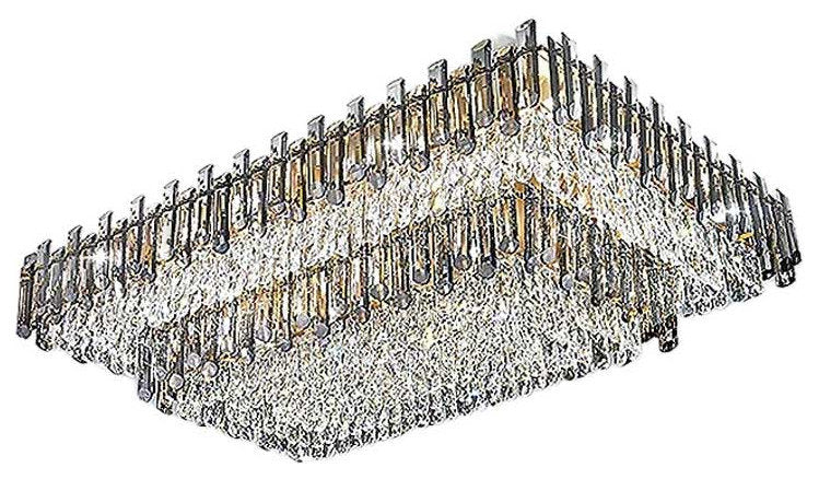 Acciano | Modern Rectangular Crystal LED Chandelier, L47.2xw27.5xh12.9", Cool LightBy Miron Demid LLC