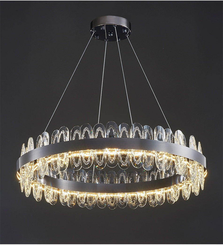 Irma | Modern Creative Round Hanging Crystal LED Chandelier for Living Room, Gold, Dia31.5xh7.1", Cool Light, DimmableBy Miron Demid LLC