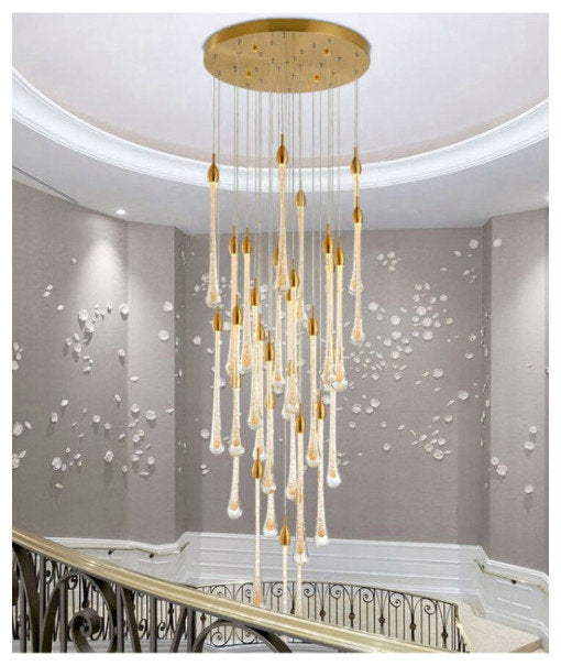 Luxury modern crystal chandelier for staircase, living space, bathroom., 36 LightsBy Akari Lanterns