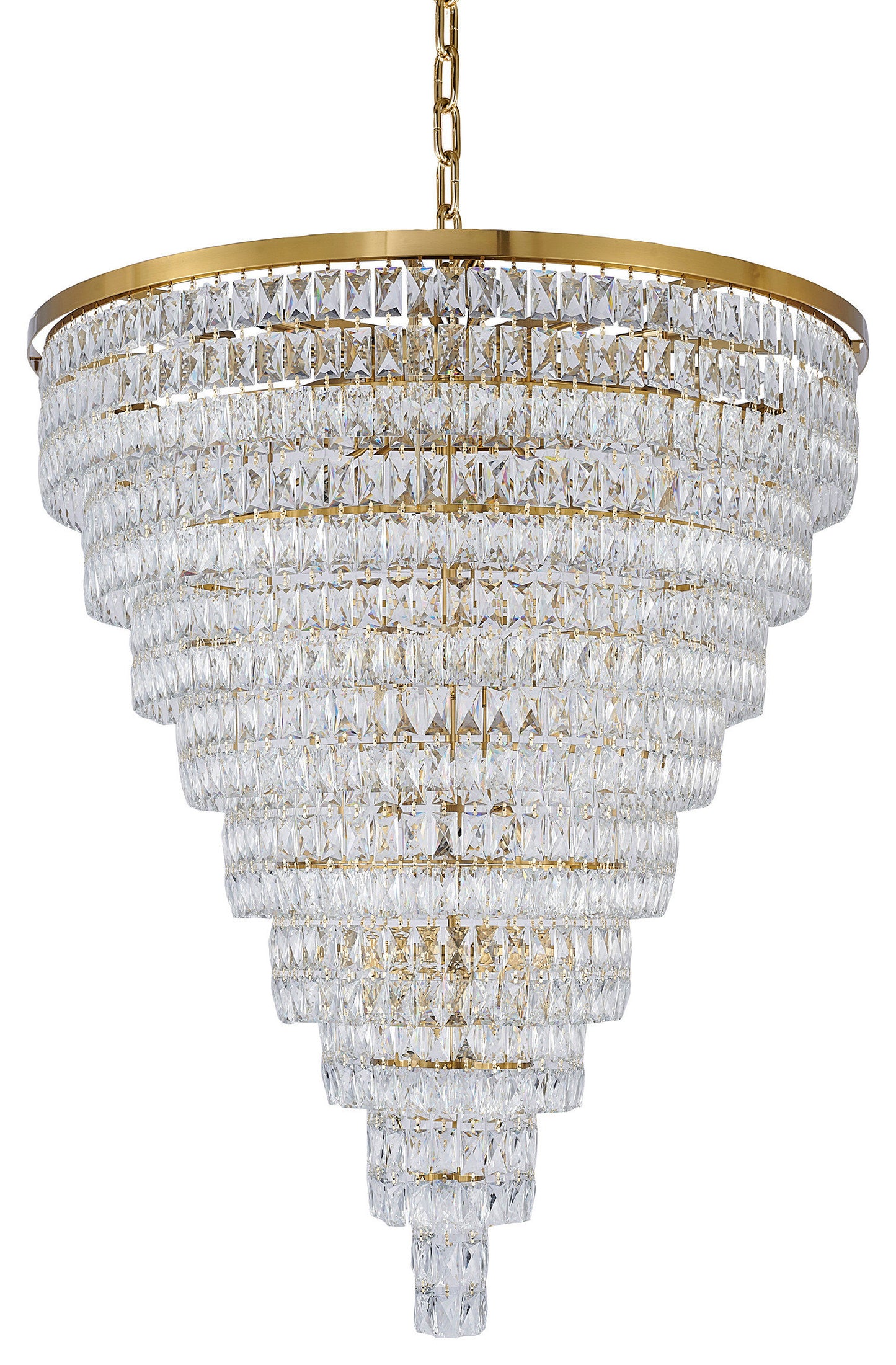42" 32-Light Gold Metal 9-Tier Chandelier With Clear CrystalsBy Design Living
