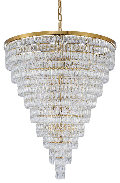42" 32-Light Gold Metal 9-Tier Chandelier With Clear CrystalsBy Design Living