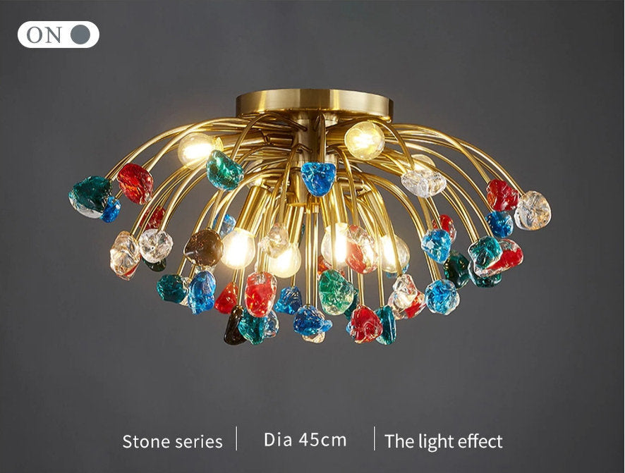 Aggius | Colorful Crystal Led Round Ceiling Chandelier, 23.6", ColorfulBy Miron Demid LLC
