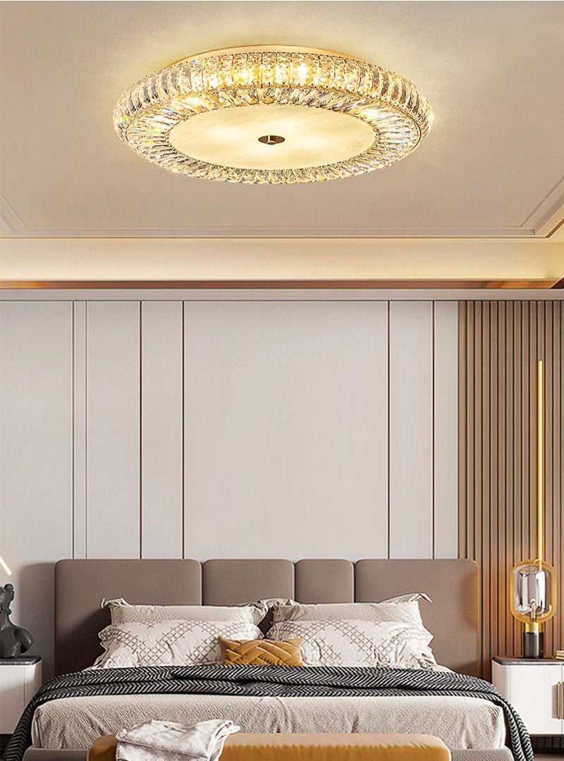 Acqui Terme | Modern Round LED Crystal Ceiling Chandelier, Dia23.6xh4.3", Cool Light, Non-DimmableBy Miron Demid LLC