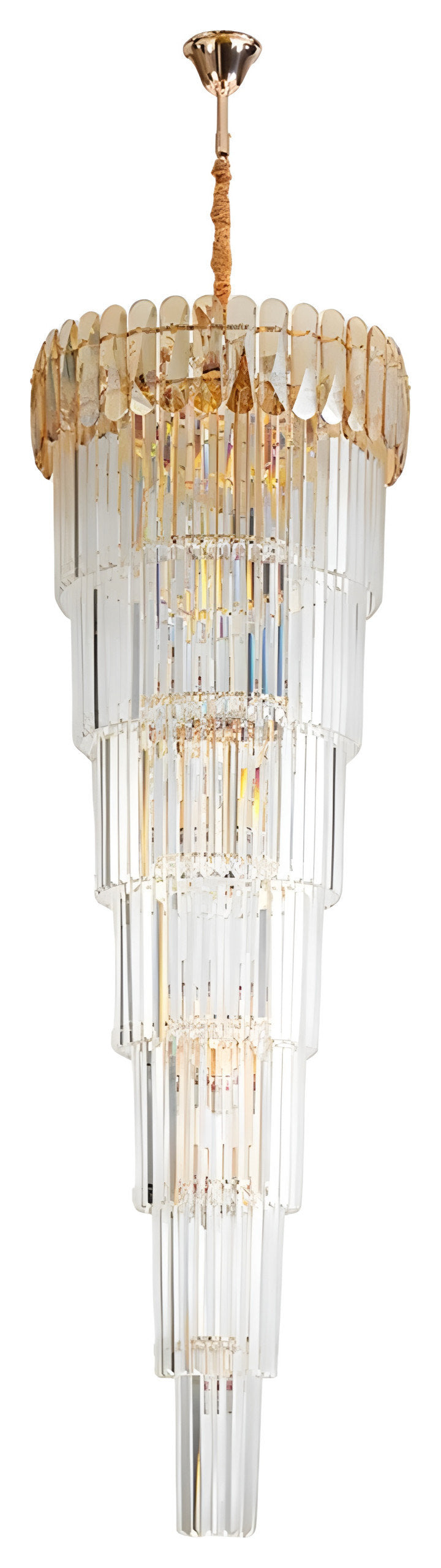 Belvedere | Royal Long Crystal Chandelier For Staircase, Amber Crystal, Dia27.6xh82.7" / Dia70xh210cm, Warm LightBy Miron Demid LLC