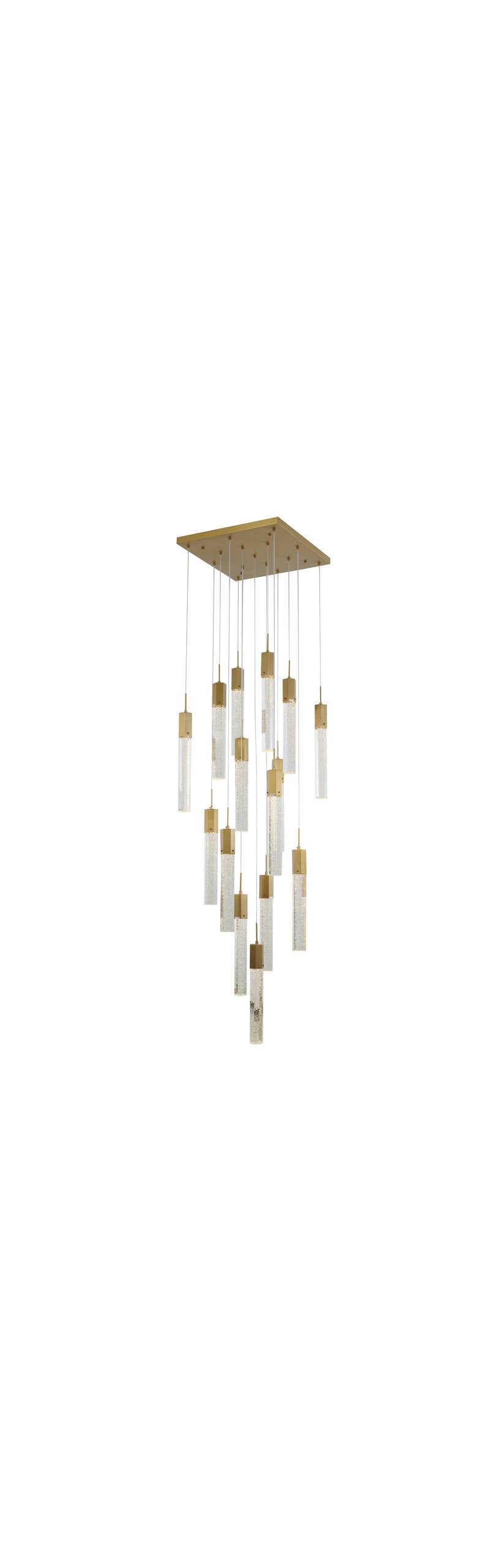 15-Light Gold Chandelier with Clear Hexagon Bubble CrystalsBy Design Living