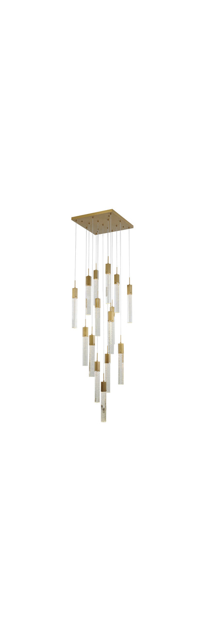 15-Light Gold Chandelier with Clear Hexagon Bubble CrystalsBy Design Living