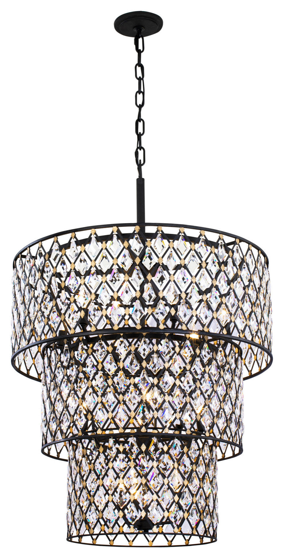 Windsor 13-Lt 3-Tier Crystal Chandelier - Carbon/Havana GoldBy Varaluz