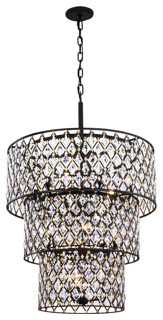 Windsor 13-Lt 3-Tier Crystal Chandelier - Carbon/Havana GoldBy Varaluz