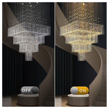 Tourrette-Levens | Modern Crystal LED Ceiling Chandelier with Square Base, 13 Lights, Warm LightBy Miron Demid LLC