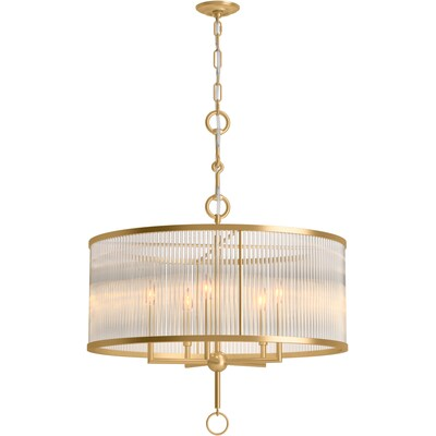 KOHLER Terret 5 -Light Brushed Gold Transitional For Use in Dining Rooms, Foyers, Chandelier