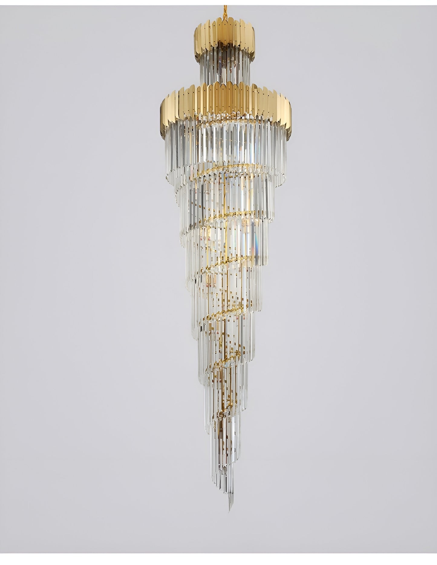 Trinite | Exclusive Long Gold Modern Crystal Chandelier, 23.6By Miron Demid LLC