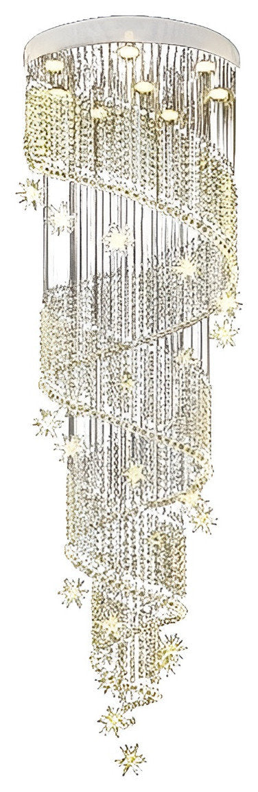Revest-les-Roches | Meteor Star Crystal Spiral Ceiling Chandelier, 31.5"By Miron Demid LLC