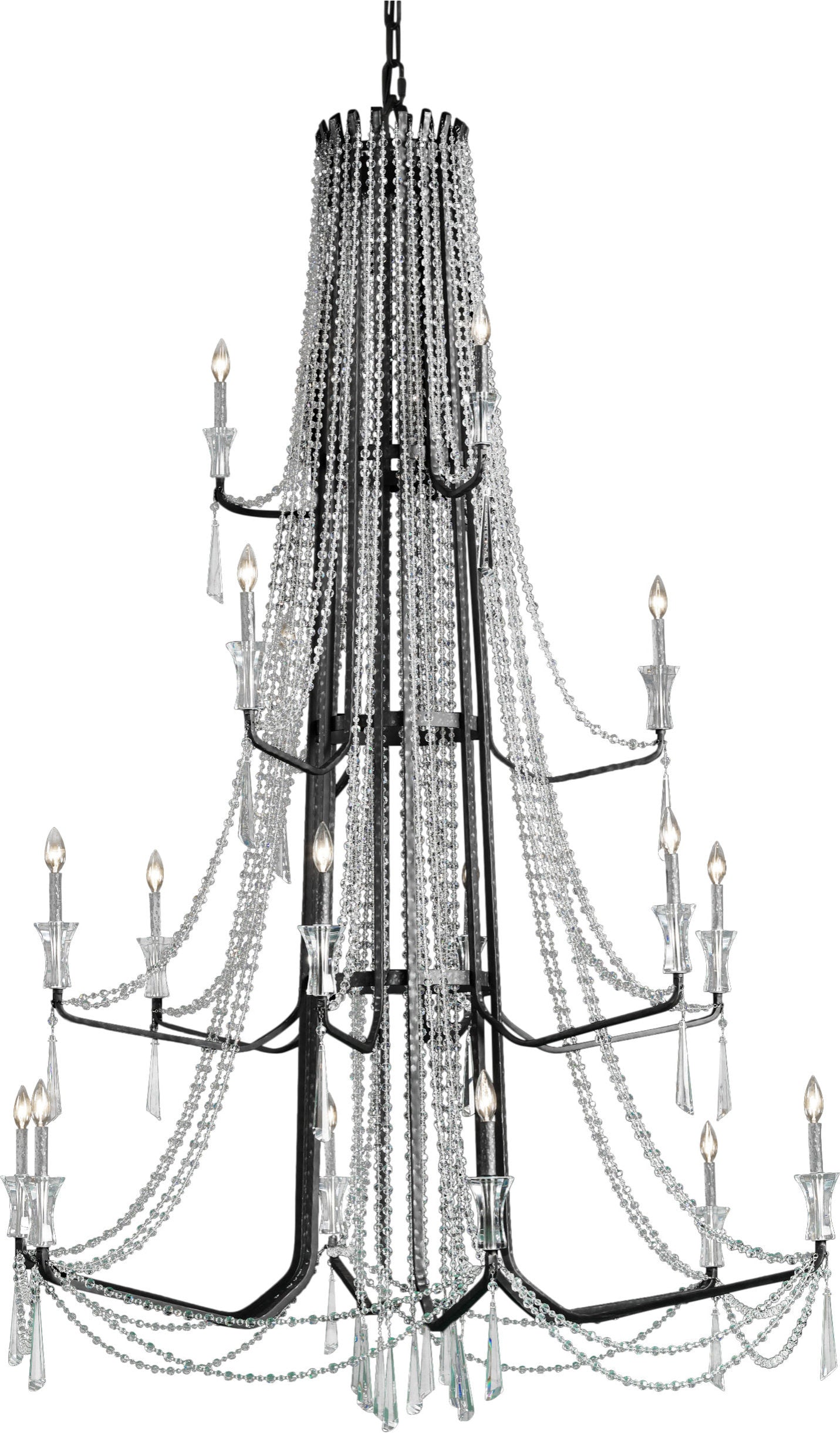 Barcelona Crystal Chandelier, Onyx, 18-LightsBy Varaluz