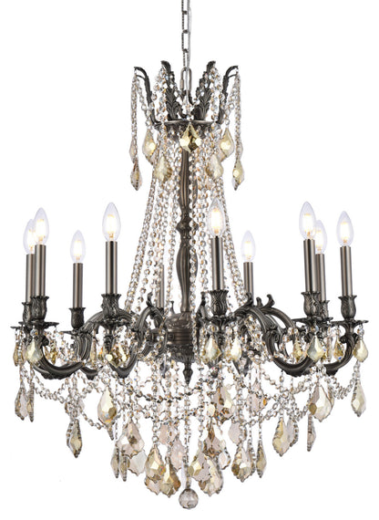 Elegant Lighting 9210D28-GT/RC Rosalia 10 Light 28"W Crystal - PewterBy Elegant Furniture & Lighting