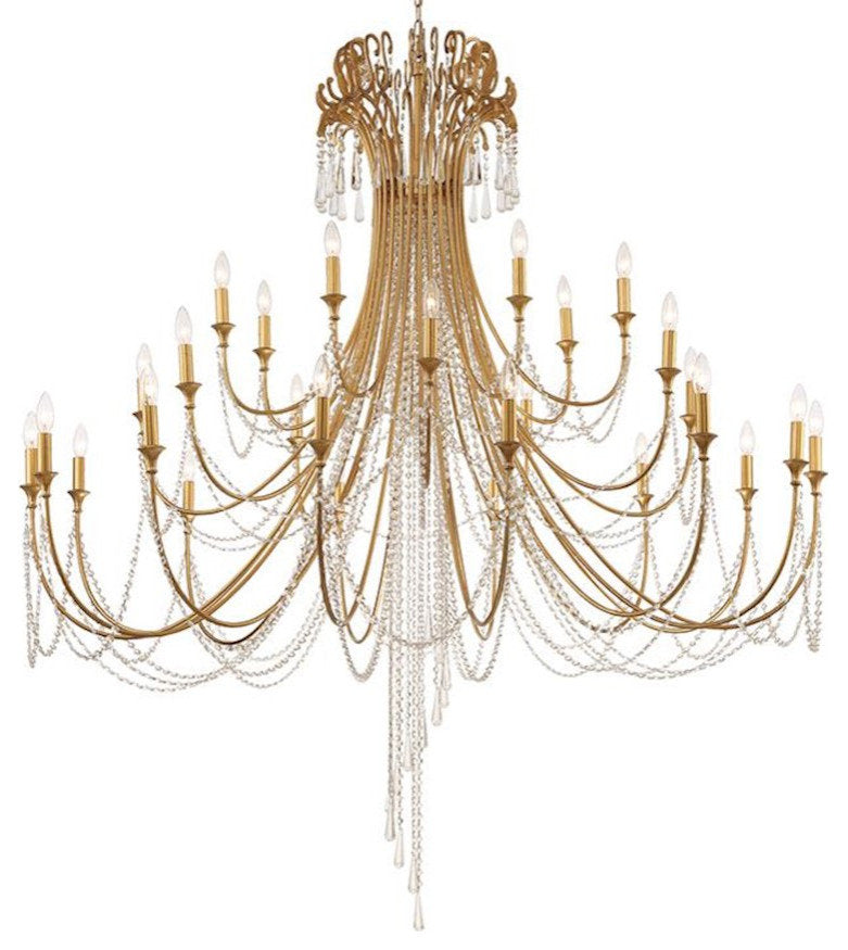 Crystorama Arcadia 28 Light Chandelier, Antique GoldBy Crystorama Lighting