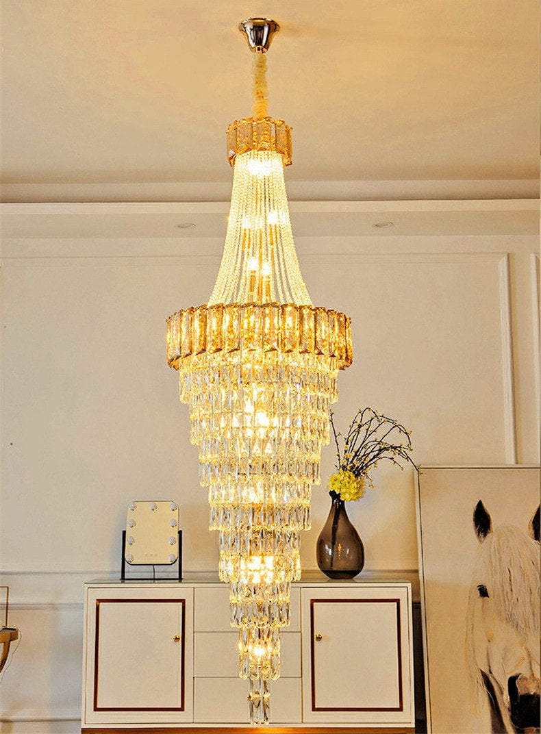 Saint-Auban | Luxury Elegant Crystal Chandelier For Stairway, Clear Crystal, Dia39.4"By Miron Demid LLC