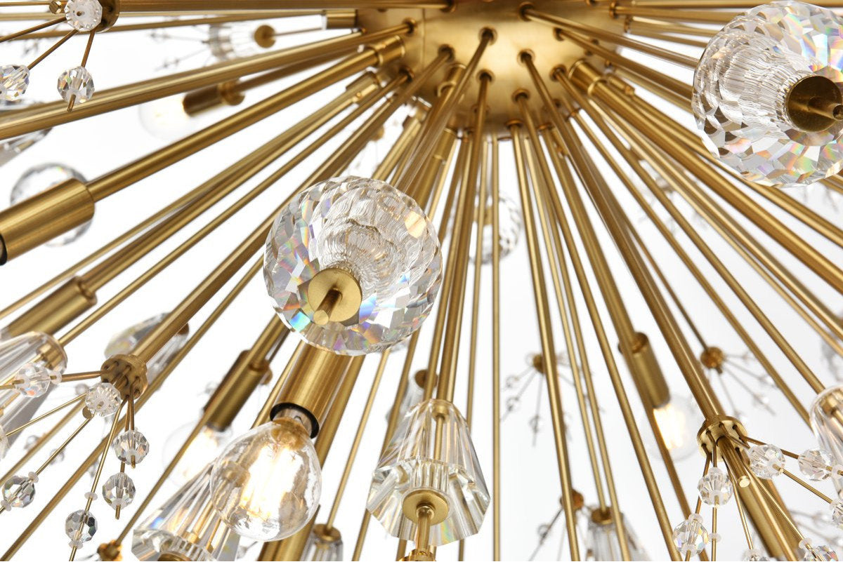 Elegant Lighting 2500D38SG Vera 38 inch crystal starburst round pendant in goldBy Elegant Furniture & Lighting