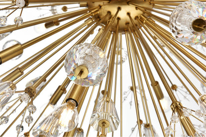 Elegant Lighting 2500D38SG Vera 38 inch crystal starburst round pendant in goldBy Elegant Furniture & Lighting