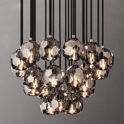 MIRODEMI? Consegudes | Round Grey LED Cut Crystal Ceiling Chandelier, Chrome Finish, 23 LightsBy Miron Demid LLC