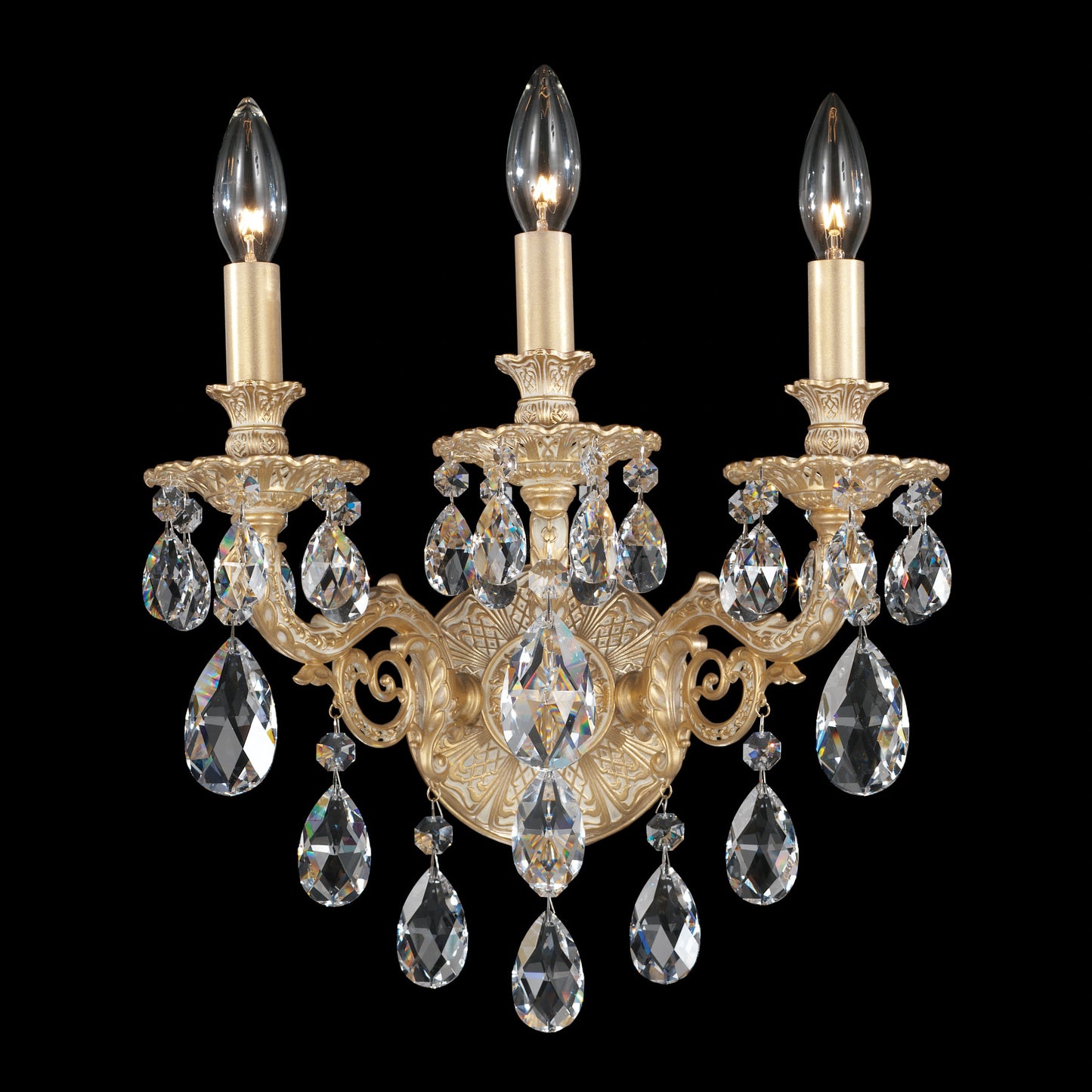 Milano 3-Light Wall Sconce in Parchment Gold With Swarovski Clear CrystalsBy Schonbek