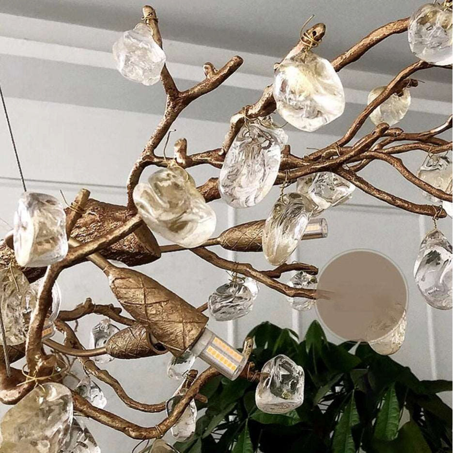 Albero Copper & Natural Crystal Stone ChandelierBy Morsale.com