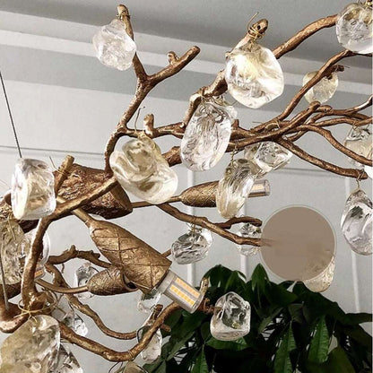 Albero Copper & Natural Crystal Stone ChandelierBy Morsale.com