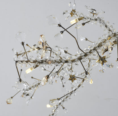 30-Light 70" Gold Stainless Steel Chandelier With Clear and Champagne CrystalsBy Design Living