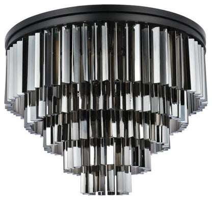 Sydney 17 Light Matte Black Flush Mount Silver Shade (Grey) Royal Cut CrystalBy Urban Classic
