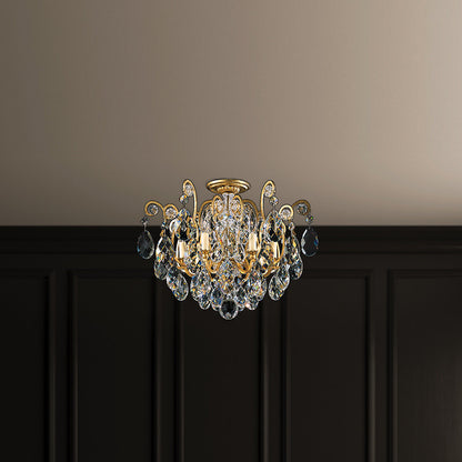 Schonbek 3784-22S 6 Light Crystal Semi-Flush, Heirloom GoldBy Schonbek