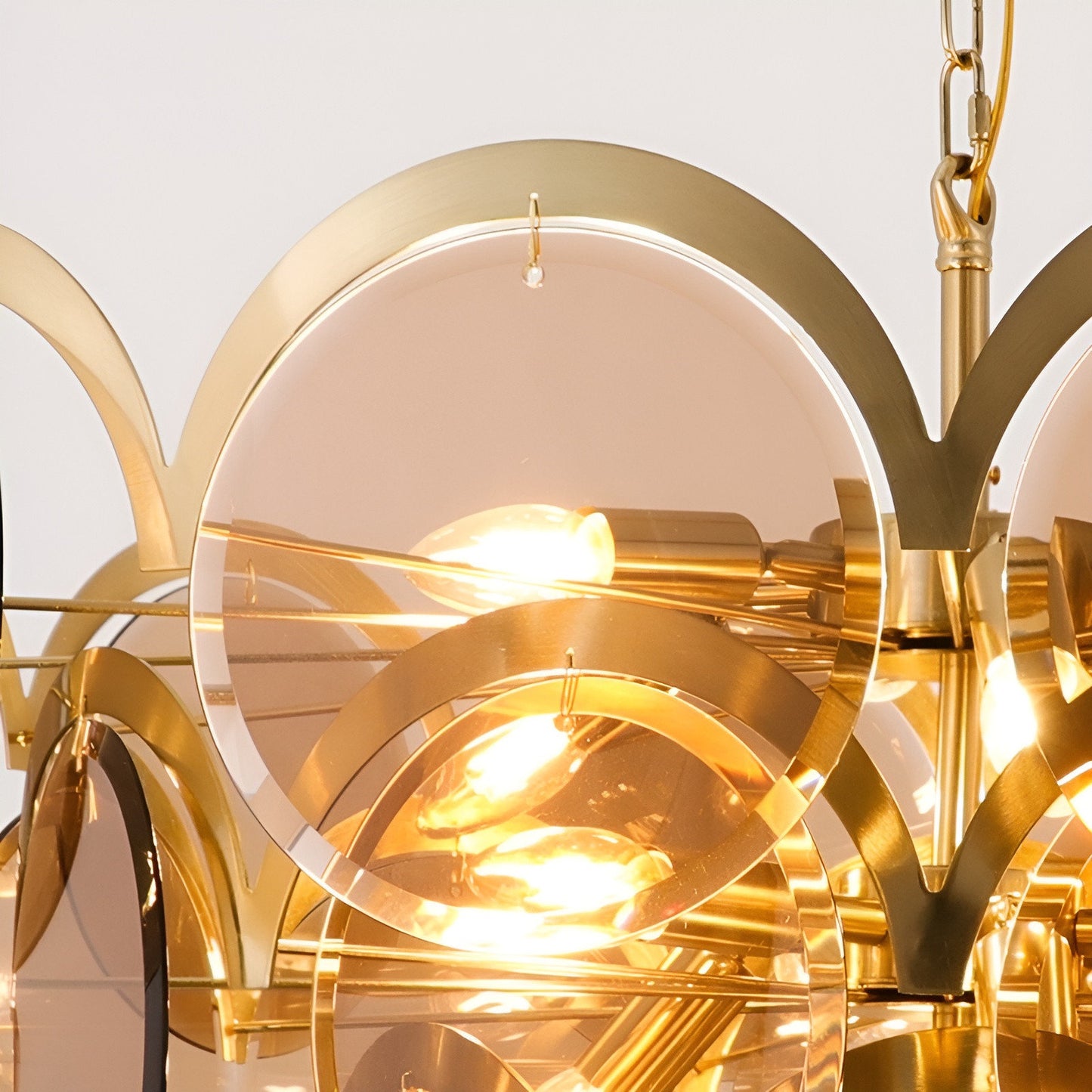 Huy | Amber/Smoke Gray Glass Chandelier for Hotel, Amber, 31.5"By Miron Demid LLC