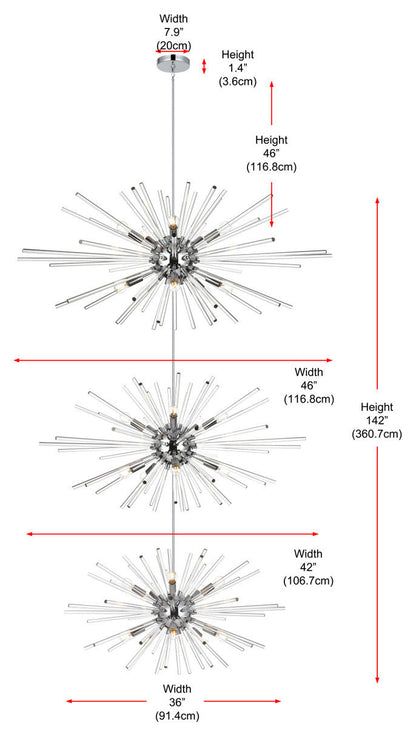 Elegant Lighting 46" Three Tiers Crystal Starburst ChandelierBy Elegant Furniture & Lighting