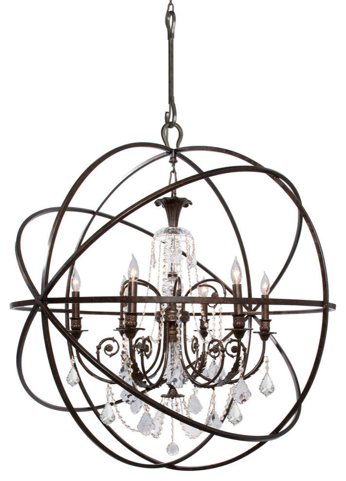 Solaris 6 Light Crystal Bronze Sphere ChandelierBy Crystorama Lighting