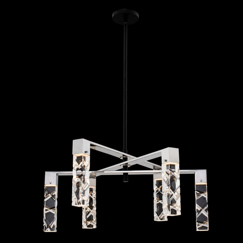 Serres Chandelier in Matte Black with Polished NickelBy Allegri Crystal by Kalco Lighting